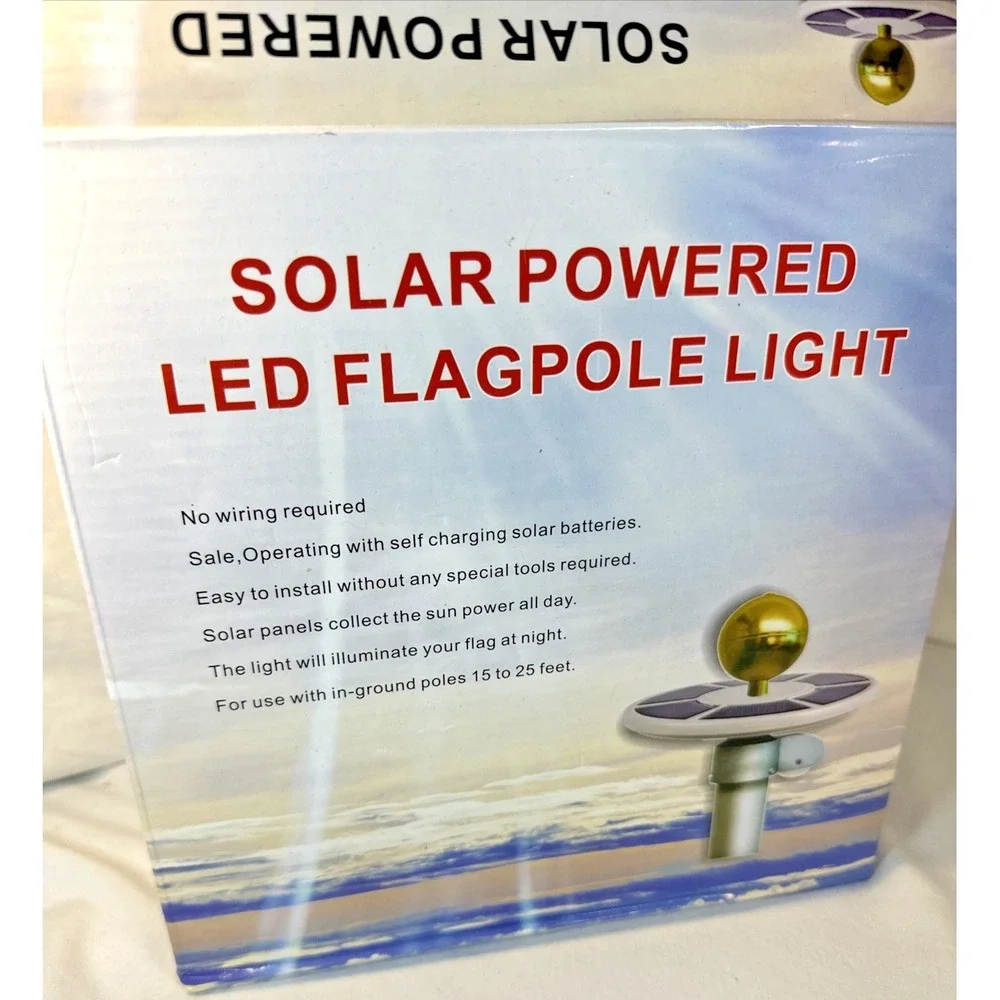 Solar Powered Flag Pole Light  LED Auto Active  Bright  Waterproof Two Settings.